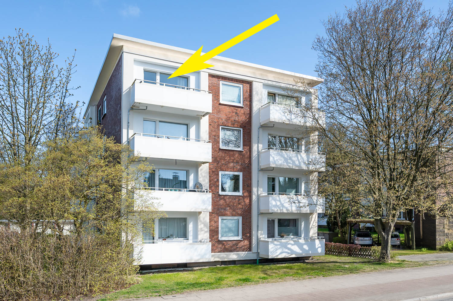 Hausansicht mit genauer Lage der Wohnung