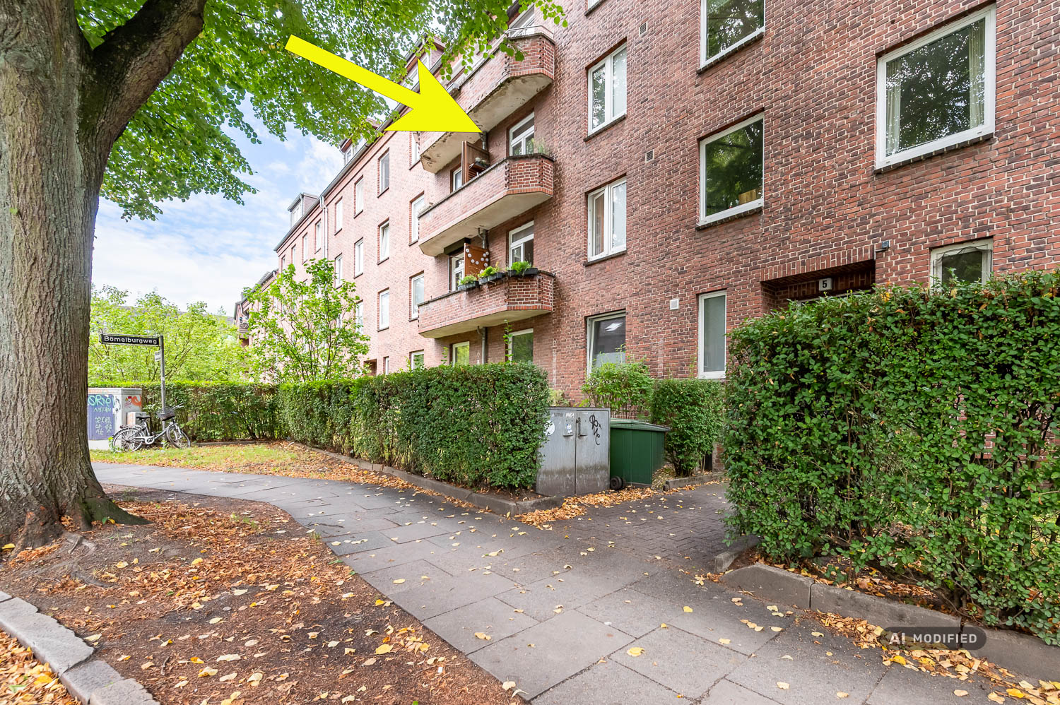 Hauseingang mit Lage der Wohnung