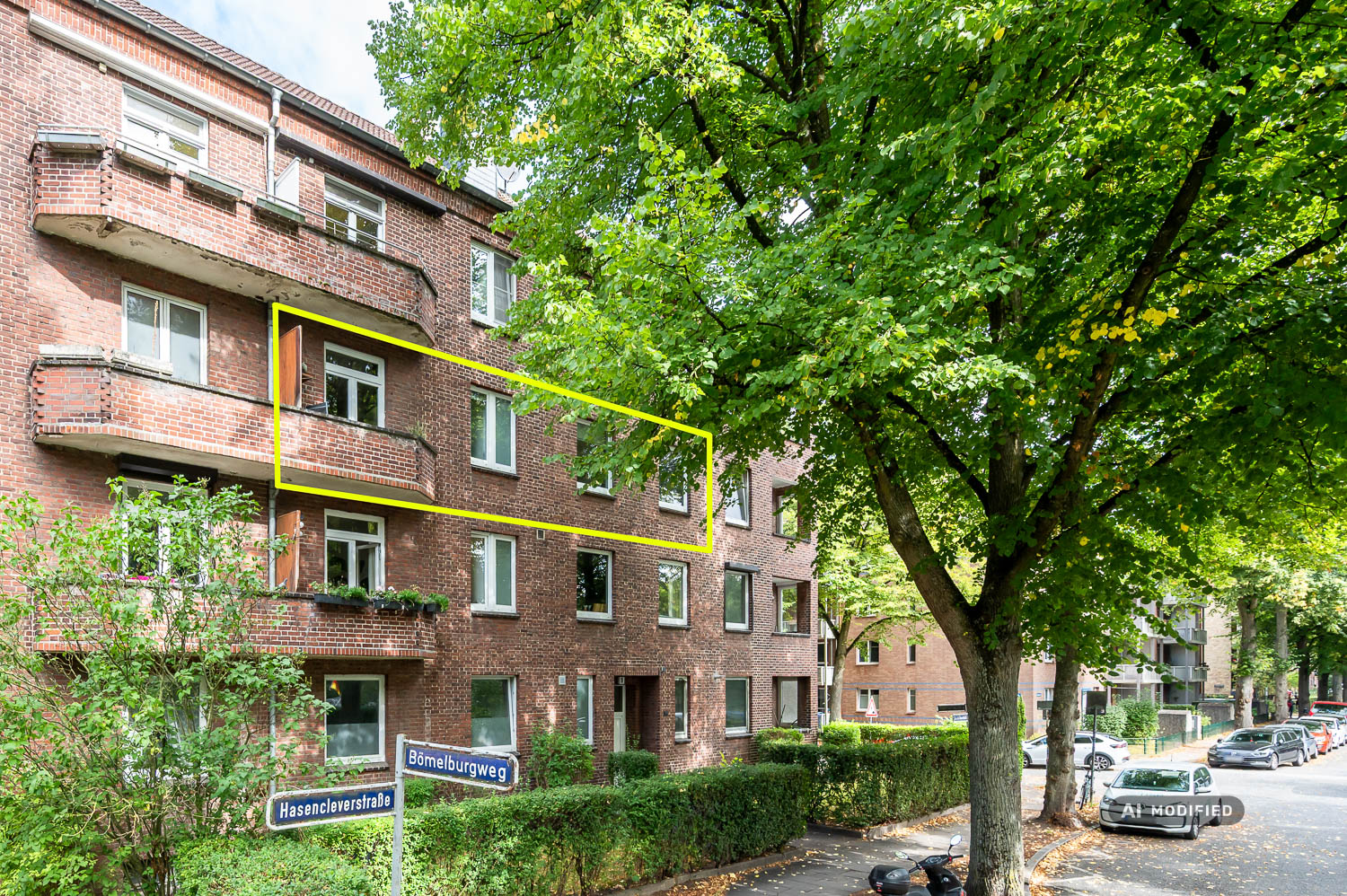 Strassenansicht mit genauer Lage der Wohnung